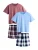 Next Pyjama kort  navy / lichtblauw / pastelrood / offwhite