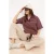 TRENDYOLMİLLA Dames Bordeaux Gestreept Kort Oversized T-shirts