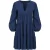 Marineblauwe Lange Mouw Laagjesjurk voor Dames – 100% Viscose Poplin Geweven