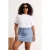 Trendyol Curve Dames Wit Grafisch Kort Relaxed fit Grote maten T-shirts