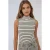 Gestreepte Half Col Mouwloze Getailleerde Brei Top