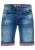 Blauwe gebruikte jeansshorts met ruitjesmotief “SATTO”