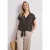 Street One Dames Blouse met overhangende schouders en bowlingkraag in Bruin