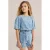 WE Fashion Blue Ridge denim gebloemde blousetop light blue denim