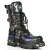 New Rock Unisex Zwart/Blauw Leer Gothic Biker Skull Boots-107-C5