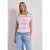 Street One Dames Shirt met korte mouwen, ronde hals en strepen in Pink