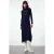 Marineblauwe rechte midi-jurk voor dames, lang, geschikt voor casual/dagelijks gebruik.