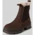 tamaris chelsea boots met lamswollen voering van runder suède