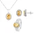 Ketting set, oorbellen en verstelbare ring oranje saffier kleur en zirkonium zilver oxiden 925 – Diana