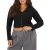 Brave Soul Vrouwen Ribbel V-Hals Plus Lange Mouwen Crop Top (Zwart)