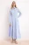 Marineblauwe gestreepte maxi-jurk met skatermodel en hijab
