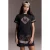 Alix Mini t-shirtjurk met backprint zwart