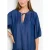 LOLALIZA korte jurk met ruches – donkerblauw