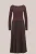 WE Fashion – Dames jersey midi plissé jurk met imitatieleer – Regular fit – Kaneelbruin – Katoen –