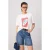 TRENDYOLMİLLA Dames Ecru Grafisch Kort Oversized T-shirts