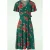 Topvintage exclusive ~ Irene Floral overslag swing jurk in zijdeachtig green