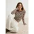 TRENDYOLMİLLA Dames Bruin Gestreept Lang Getailleerd T-shirts