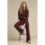 Red Button gestreepte gebreide flared broek – burgundy