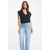 Morgan T-shirt met broderie – donkerblauw