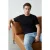 TRENDYOL MAN Heren Zwart Effen Kort Regular fit T-shirts