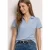 Street One Dames Poloshirt met korte mouwen en gespleten hals in Blauw