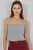 Vierkante Kraag Geribbelde Gebreide Crop Top