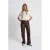 Fifth House imitatieleren flared regular waist casual broek bruin
