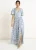 Blauwe metallic print maxi-jurk met korte mouwen