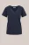 WE Fashion – Dames T-shirt met kant – Regular fit – Donkerblauw – Biologisch katoen –