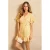 Lofty Manner korte zomerjurk met ruches en print – geel