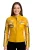 Dames geel leren bikerjack met racebadges – Dalby