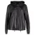 Prada Gevoerde Zip Hoodie in Zwart Leer
