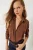 Geribbelde Poplin Blouse met Knopsluiting
