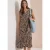 Midi-jurk met split in de hals en luipaardprint