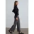 Dames Mid-Waist Wijde Pijpen Geweven Broek