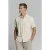 No Excess Shirt Short Sleeve Dobby Vertical Stripe With Linen Cement