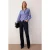 TRENDYOLMİLLA Dames Donkerblauw Gestreept Driekwart mouw Slim fit Overhemden