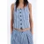Mango wide leg gestreepte broek met linnen – blauw
