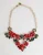 Rode Rozen Floraal Kristal Verstevigde Statement Sieraden Ketting