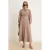 Trendyol Modest Dames Bruin Effen Maxi Lang Zakelijk Blousejurk Modest Jurken