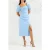 French Connection Afina Verona Ruched Midi Dress Blue