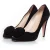 Prada Suede open teen pump met bloemenapplicatie