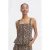 ICHI peplum top met panterprint bruin