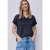 Street One Dames Poloshirt met korte mouwen en geribd detail in Blauw