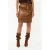 EsQualo Skirt Belt Metallic Crinkle Brandy