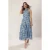 Marineblauwe maxi-jurk met paisleyprint voor dames, zonder mouwen, geschikt voor casual en dagelijks gebruik.