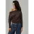 Asymmetrische Kraag Lange Mouw Elastische Gebreide T-shirt