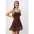 TRENDYOLMİLLA Dames Bruin Effen Kort / Mini Mouwloos Gala Skater Jurken