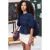 TRENDYOLMİLLA Dames Donkerblauw Effen Kort Regular fit Blouses