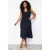 Curve damesjurk in donkerblauw, effen kleur, midi-model met spaghettibandjes, casual en relaxed model, plus size.